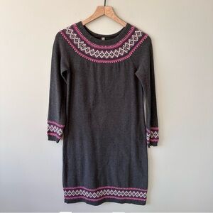 Hanna Andersson Fair Isle Sweater Dress Womens XS Gray & Violet  Nordic Knit